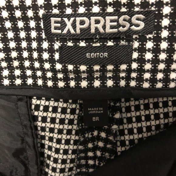 EXPRESS EDITOR BLACK & WHITE PANTS 8 R - Picture 2 of 5